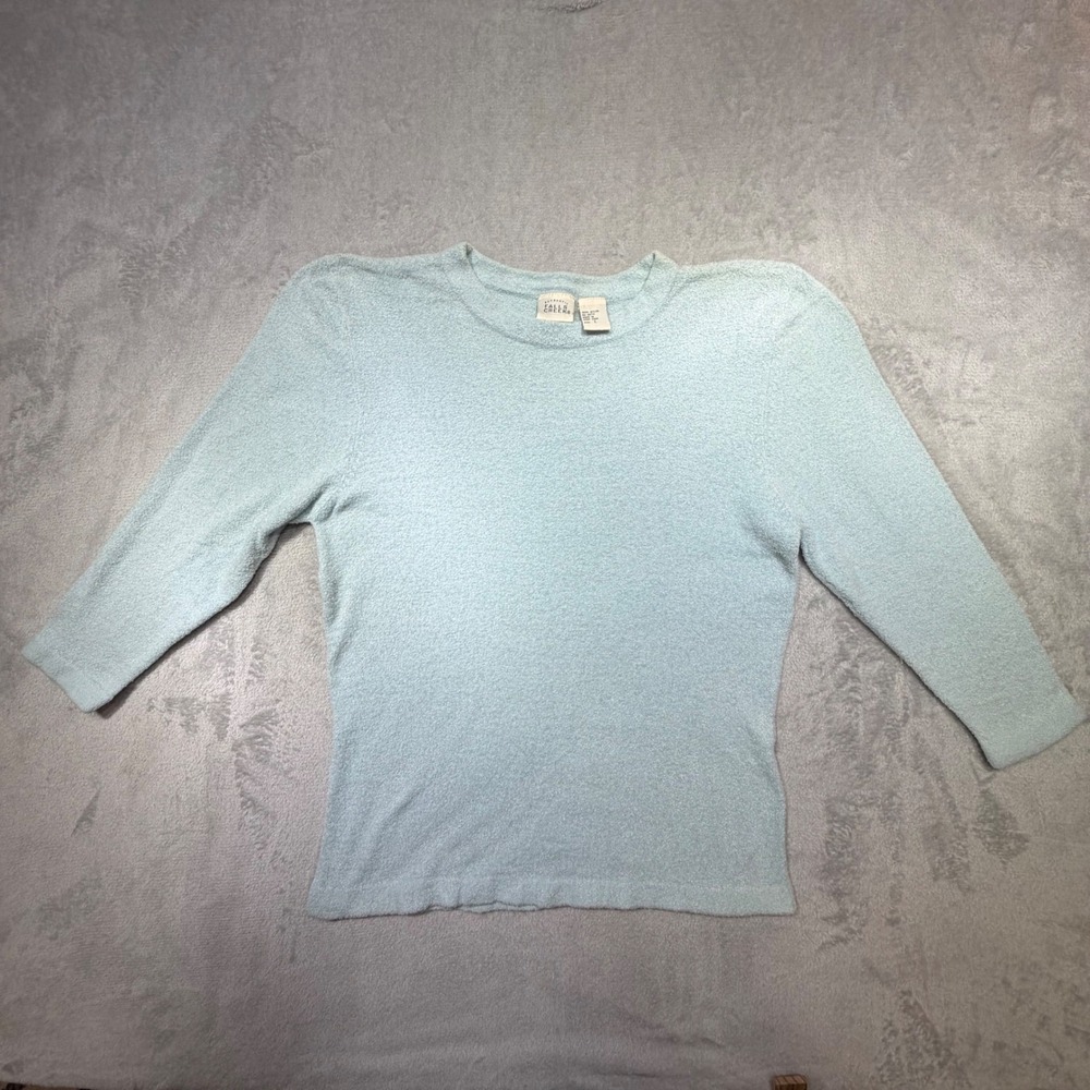 Vintage Falls Creek 90s Light Blue Textured Knit Sweater Size L 100% Nylon